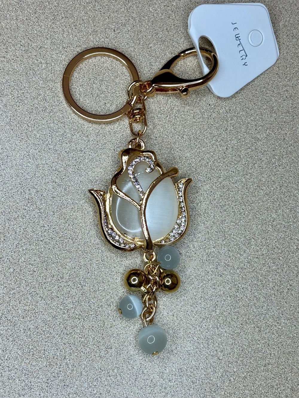 White Cat’s Eye Tulip Keychain / Purse Charm
